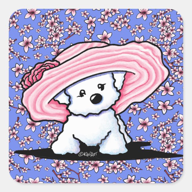 KiniArt Dog Tired Bichon Square Sticker (Vorderseite)