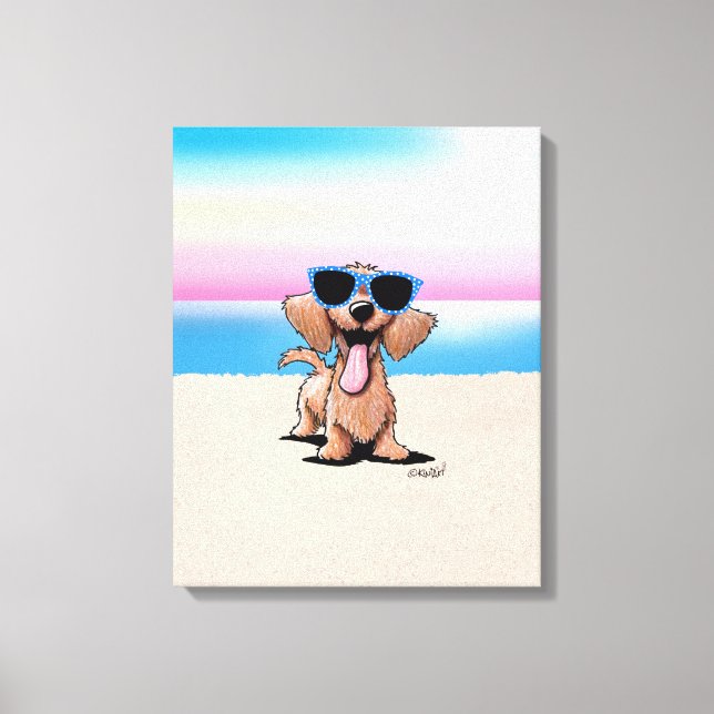 KiniArt Drahthaar Dackel Dog Beach Leinwanddruck (Vorderseite)
