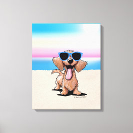 KiniArt Drahthaar Dackel Dog Beach Leinwanddruck