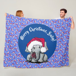 KiniArt Elephant Christmas Fleece Blanket