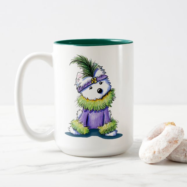KiniArt Flapper Westie Zweifarbige Tasse (Mit Donut)