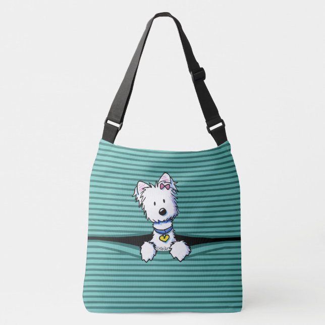 KiniArt Flüchtige Blick-a-Boo Westie Tragetaschen Mit Langen Trägern (Vorderseite)