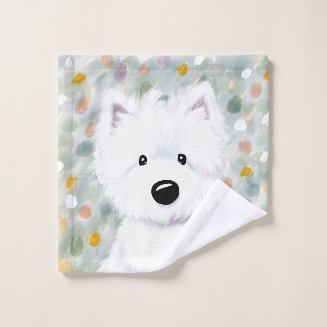 KiniArt Fluffy Westie Impressionen Waschlappen (Waschlappen)