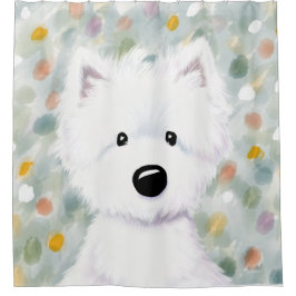 KiniArt Fluffy Westie Impressions Douche Rideau