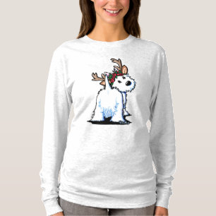 KiniArt Fluffybutt Westie Reindeer T - Shirt