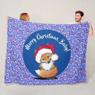 KiniArt Fox Christmas Fleece Blanket