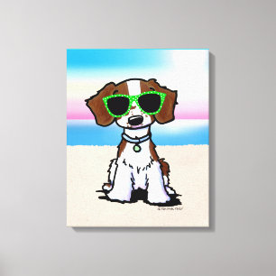 KiniArt French Bretagne Dog Beach Leinwanddruck