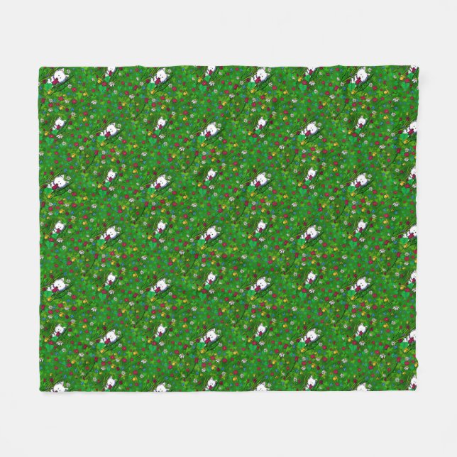 KiniArt Garden Westies Fleece Blanket (Vorderseite (Horizontal))