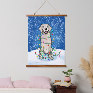 KiniArt Golden Retriever Hanging Tapestry Wandteppich Mit Holzrahmen