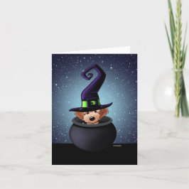 KiniArt Goldendoodle Witch Halloween Karte
