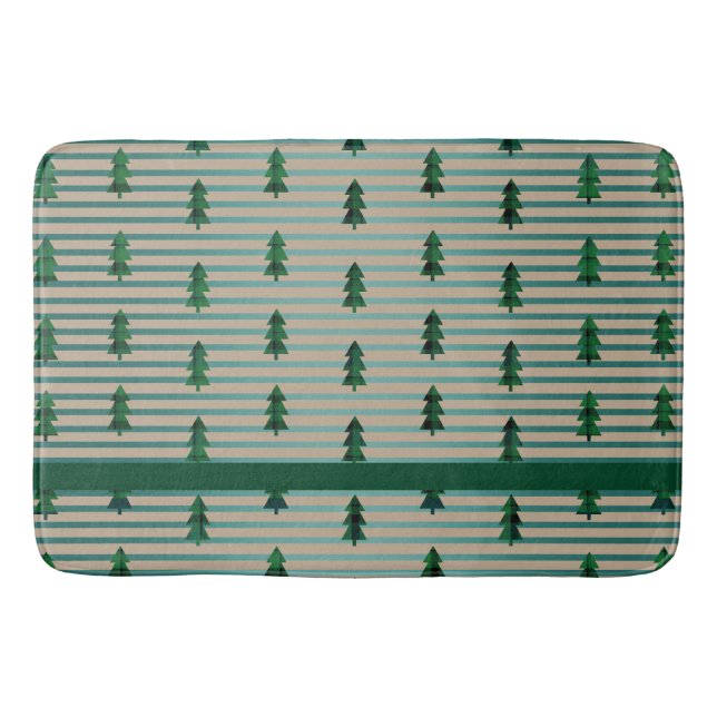 KiniArt Green Kariert Trees Badematte (Vorderseite)