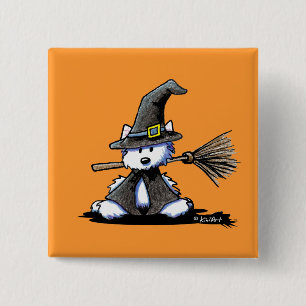 KiniArt Halloween Westie Witch Button