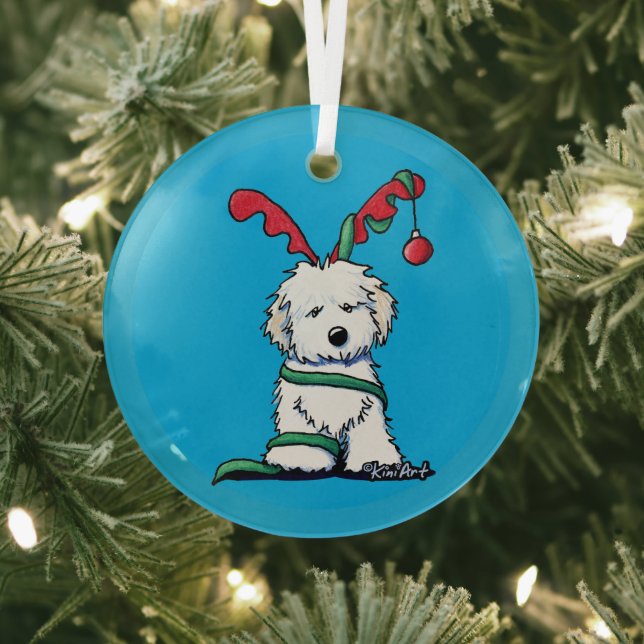 KiniArt Havanese Reindeer Glass Ornament Aus Glas (InSitu)