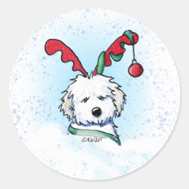 KiniArt Havanese Rentier Weihnachten Runder Aufkleber