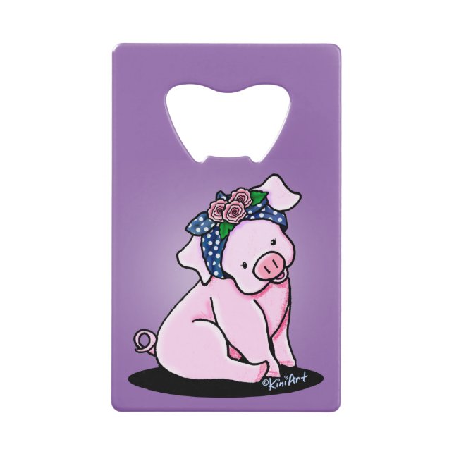 KiniArt Hübsch Piggy Geldbeutel Flaschenöffner (Vorderseite)