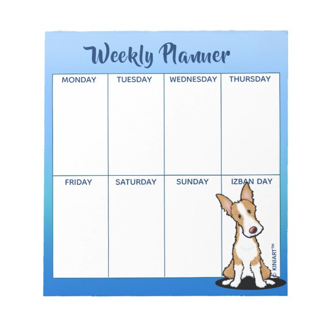 KiniArt Ibizan Wochenplan Notepad Notizblock (Vorderseite)