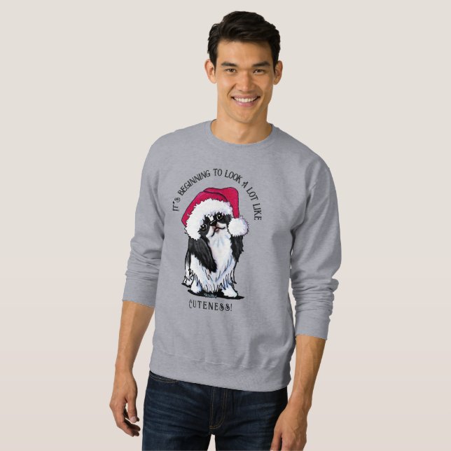 KiniArt Japanisches Chin Weihnachten Sweatshirt (Vorne ganz)
