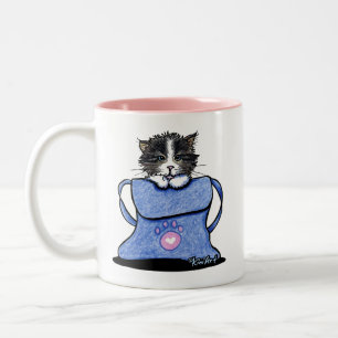 KiniArt Katze aus dem Sack T-Shirt Zweifarbige Tasse