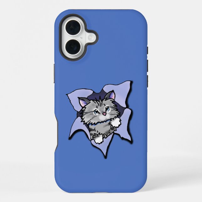 KiniArt Kitty Blast iPhone 16 Plus Hülle (Rückseite)