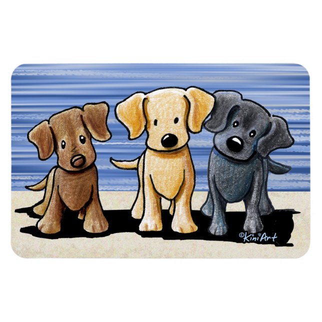 KiniArt Labrador Beach Trio Flexi Magnet (Horizontal)