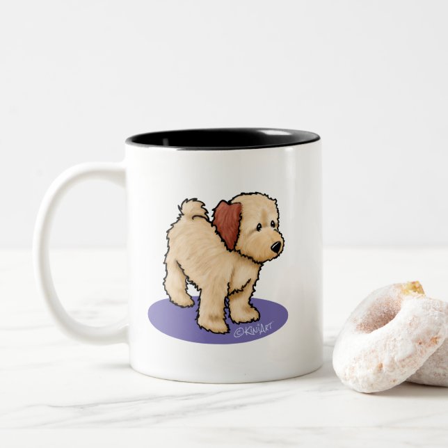 KiniArt Life ist Goldener DOODLE-T - Shirt Zweifarbige Tasse (Mit Donut)
