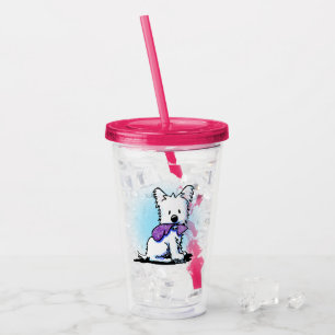 KiniArt Lila Westie Acrylbecher Acryltrinkbecher