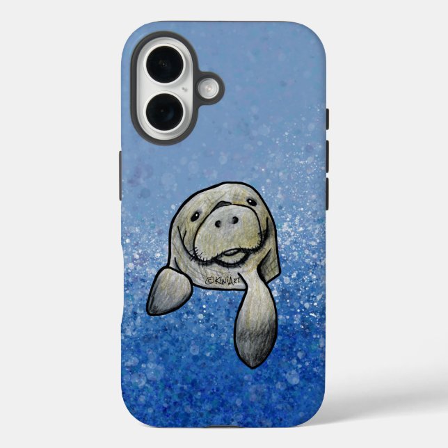 KiniArt Manatee iPhone 16 Hülle (Rückseite)