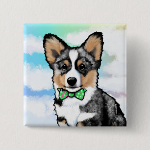KiniArt Merle Corgi Notizkarte Button