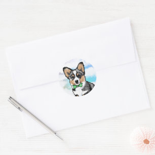 KiniArt Merle Corgi Runder Aufkleber