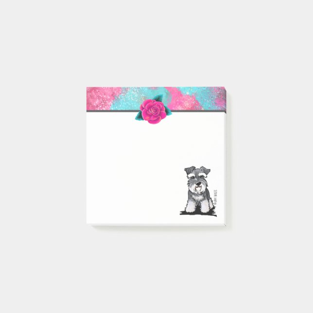 KiniArt Mini Schnauzer Post-it Klebezettel (Vorderseite)
