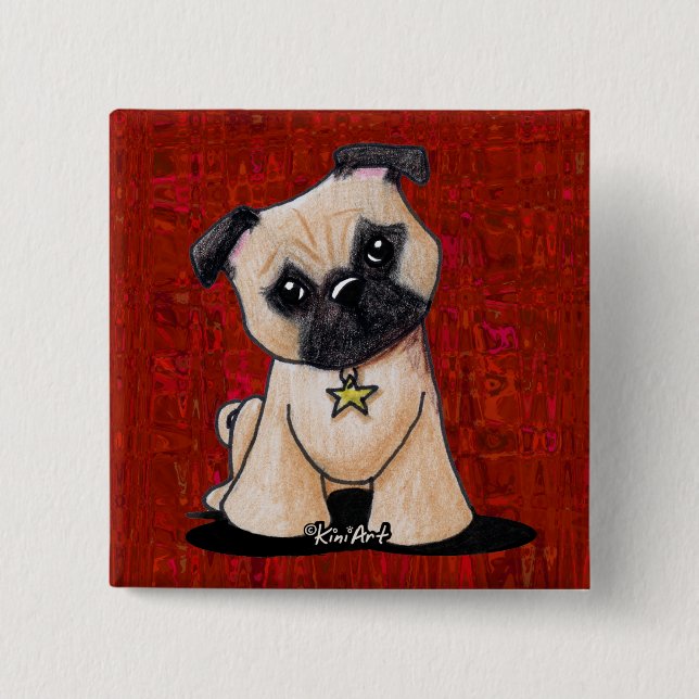KiniArt-Mops Button (Vorderseite)