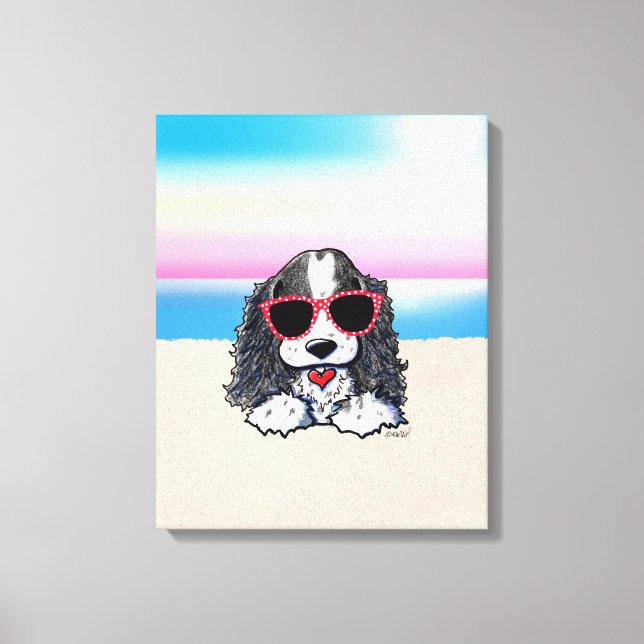 KiniArt Parti Cocker Spaniel Dog Beach Leinwand Pr (Vorderseite)