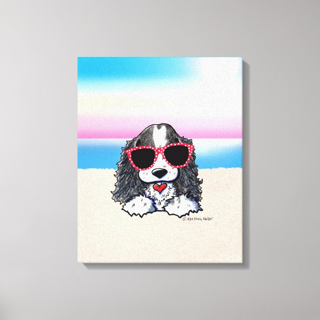 KiniArt Parti Cocker Spaniel Dog Beach Leinwanddruck (Vorderseite)