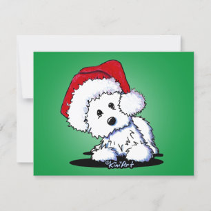 KiniArt Père Noël Westie Chien de Noël Carte Appar