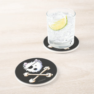 KiniArt Pirate Westie Crossbones Untersetzer