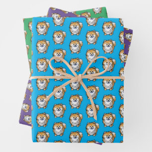 KiniArt Pom Wrapping Paper Flat Sheet Set 3 Geschenkpapier Set