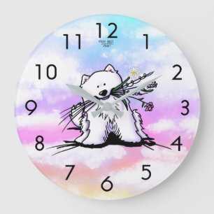 KiniArt Rainbow Bridge Samoyed Große Wanduhr