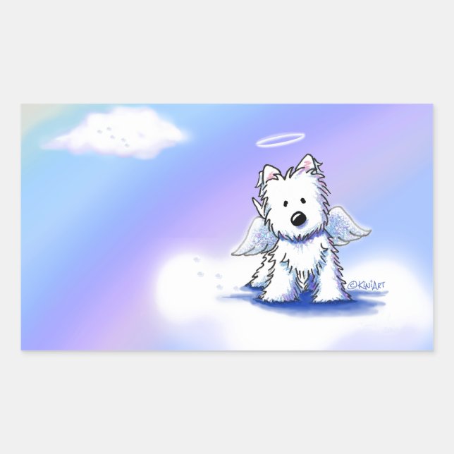 KiniArt Rainbow Bridge Westie Rechteckiger Aufkleber (Vorderseite)