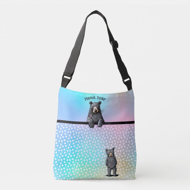 KiniArt Rainbow Mama Bear Baby Bear Tragetaschen Mit Langen Trägern (Vorderseite)