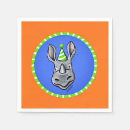 KiniArt Rhino Birthday Napkins Serviette