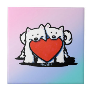 KiniArt Samoyed Herzliches Duo Fliese