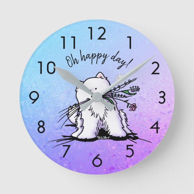 KiniArt Samoyed Runde Wanduhr (Vorderseite)