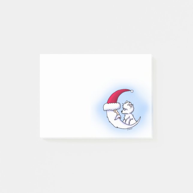 KiniArt Santa Moon Westie Weihnachten Post-it Klebezettel (Vorderseite)