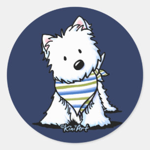 KiniArt Scarf Westie Runder Aufkleber