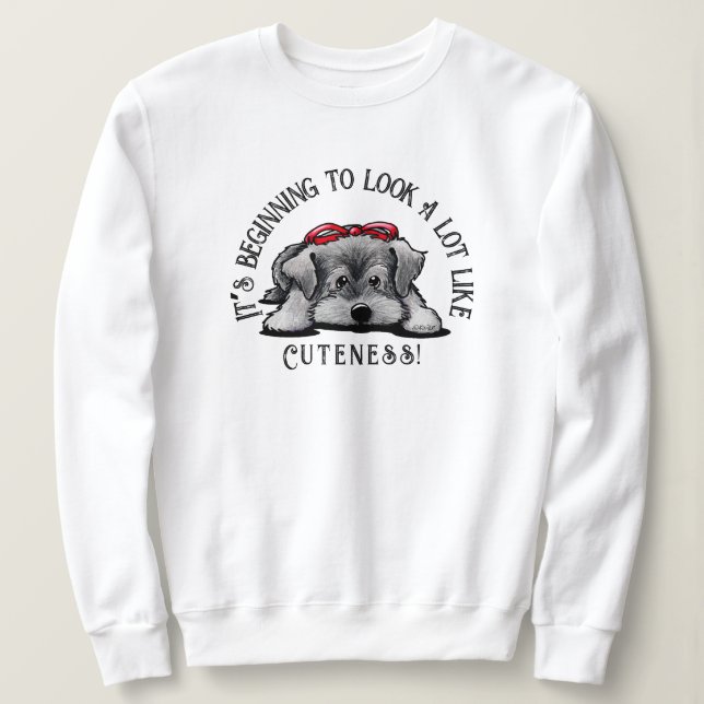 KiniArt Schnauzer Chiot Sweatshirt de Noël (Design devant)