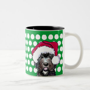 KiniArt Schwarze Doodle-Weihnachtsmann Zwei-Ton-Ka Zweifarbige Tasse