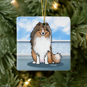KiniArt Sheltie Square Wall Clock Keramikornament