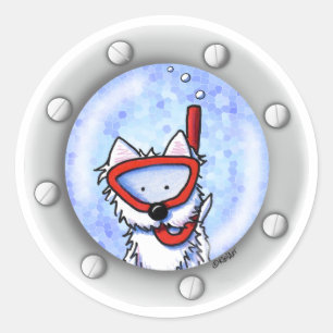 KiniArt Snorkel Westie Porthole Runder Aufkleber
