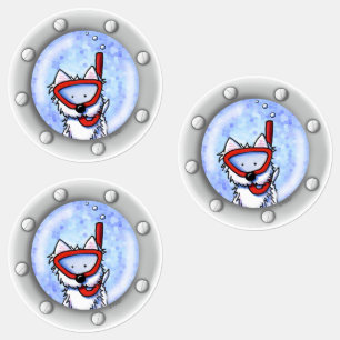 KiniArt Snorkel Westie Porthole Wasserdicht Etiketten
