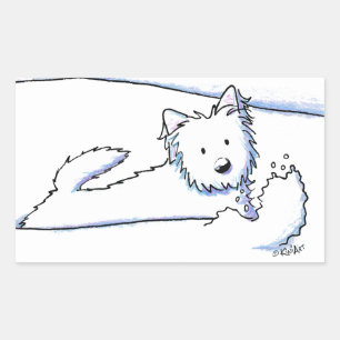 KiniArt Snow Plow Westie Rechteckiger Aufkleber